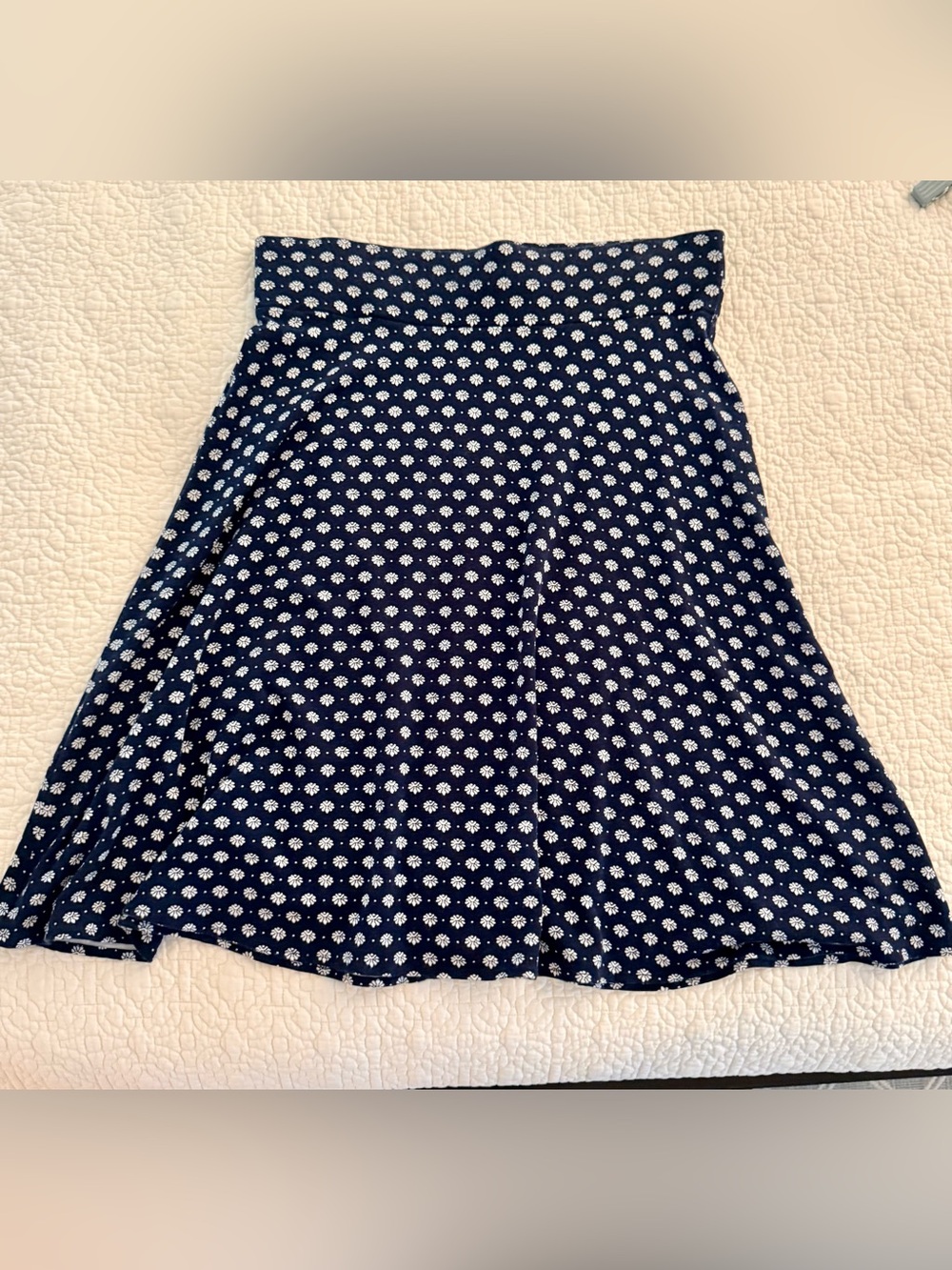 Ann Taylor Navy & White Polka Daisy Circle Skirt
